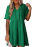 tiered-notched-short-sleeve-mini-dress OhSoStyled - Sophia's Style in Dark Green-1
